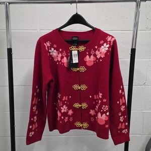 Disney Minnie Mouse Chinese New Year Floral Womens Cardigan Large NWT (M2)